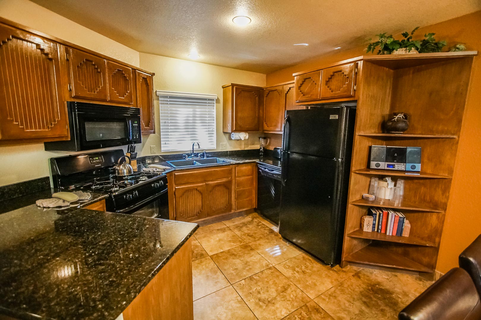 A fully equipped kitchen at VRI's Sedona Springs Resort in Sedona, Arizona.